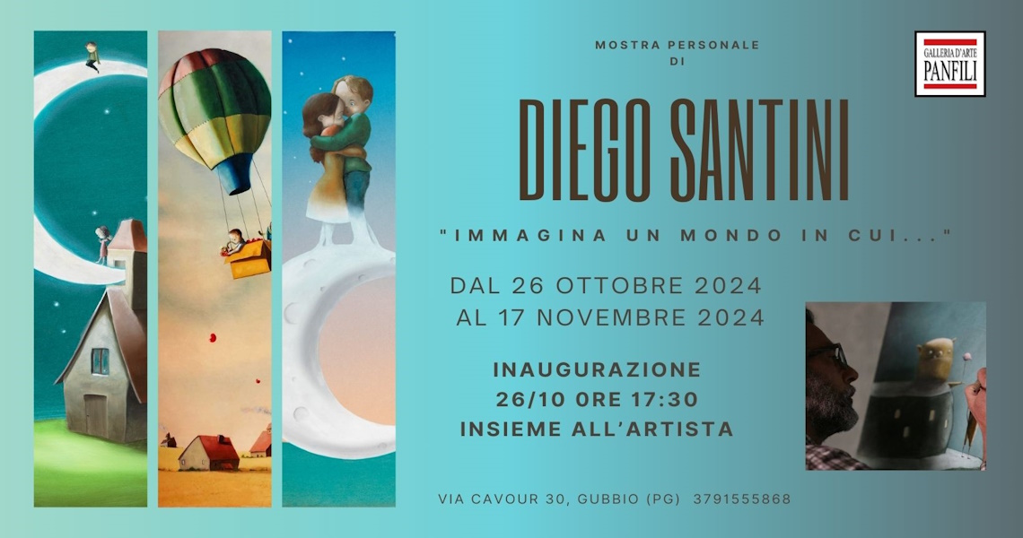 poster solo exhibition Immagina un mondo in cui - Gubbio